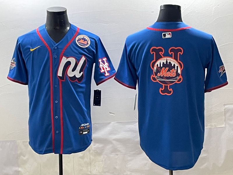 Men 2025 New York Mets Blank Blue All star Blank Blue Nike MLB Jersey style 4